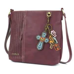LaserCut Crossbody - Charming Charms Cross+FAITH - plum