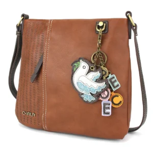 LaserCut Crossbody - Charming Charms Dove+PEACE - brown