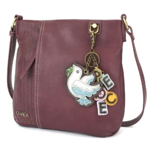 LaserCut Crossbody - Charming Charms Dove+PEACE - plum