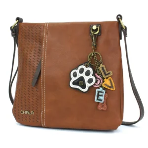 LaserCut Crossbody - Charming Charms Paw+LOVE - brown