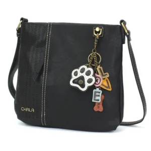 LaserCut Crossbody - Charming Charms Paw+LOVE - black