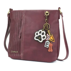 LaserCut Crossbody - Charming Charms Paw+LOVE - plum