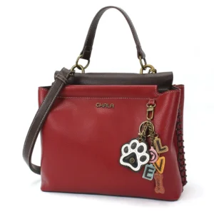 Charming Satchel - Charming Charms Paw+LOVE - burgundy