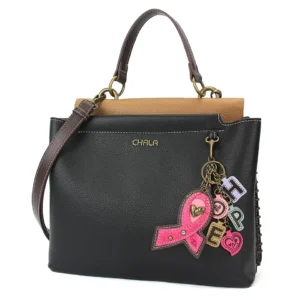 Charming Satchel - Charming Charms Pink Ribbon - black