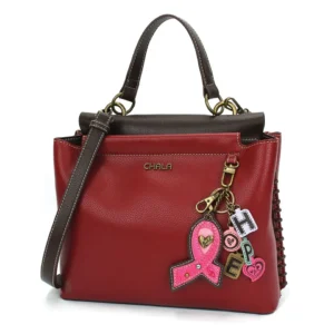 Charming Satchel - Charming Charms Pink Ribbon - burgundy