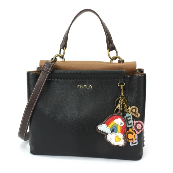 Charming Satchel - Charming Charms Rainbow+PEACE - black
