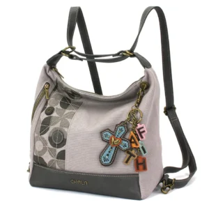 Retro Convertible Purse - Charming Charms Cross+FAITH - gray