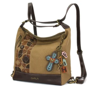 Retro Convertible Purse - Charming Charms Cross+FAITH - olive