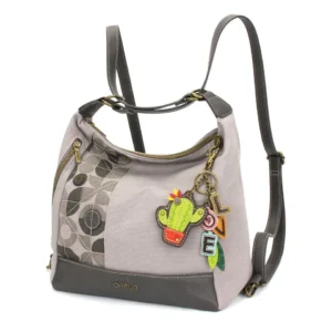 Retro Convertible Purse - Charming Charms Cactus+LOVE - gray