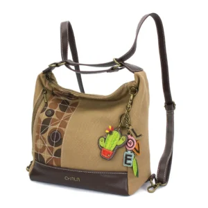 Retro Convertible Purse - Charming Charms Cactus+LOVE - olive