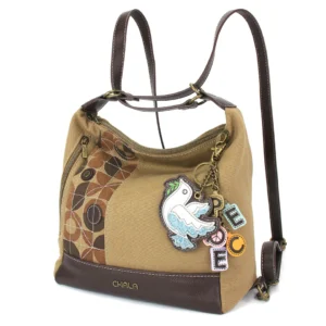 Retro Convertible Purse - Charming Charms Dove+PEACE - olive