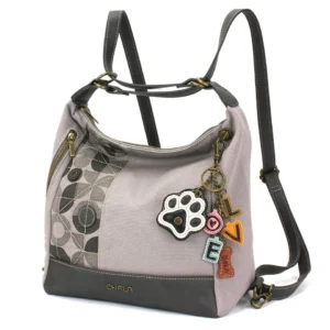 Retro Convertible Purse - Charming Charms Paw+LOVE - gray