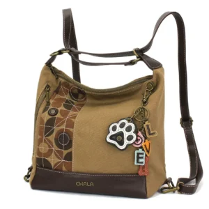 Retro Convertible Purse - Charming Charms Paw+LOVE - olive