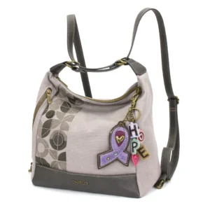 Retro Convertible Purse - Charming Charms Lavender Ribbon - gray