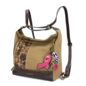 Retro Convertible Purse - Charming Charms Pink Ribbon - olive