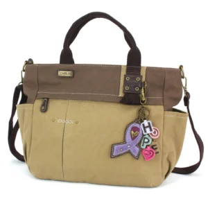 Multi Pocket Tote - Charming Charms Lavender Ribbon - olive