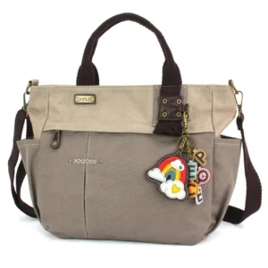 Multi Pocket Tote - Charming Charms Rainbow+PEACE - dark gray
