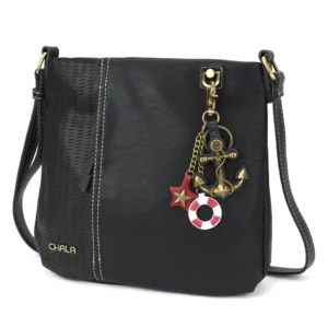 LaserCut Crossbody - Metal Charming Anchor - black