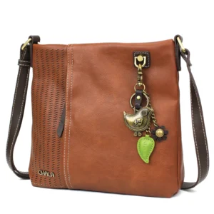 LaserCut Crossbody - Metal Charming Bird - brown