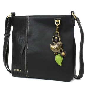 LaserCut Crossbody - Metal Charming Bird - black