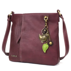 LaserCut Crossbody - Metal Charming Bird - plum