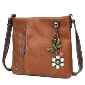 LaserCut Crossbody - Metal Charming Dragonfly - brown