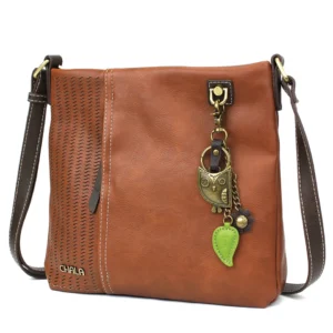 LaserCut Crossbody - Metal Charming Owl - brown