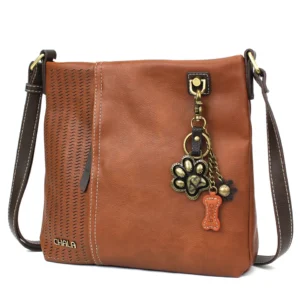 LaserCut Crossbody - Metal Charming Paw Print - brown