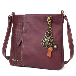 LaserCut Crossbody - Metal Charming Paw Print - plum