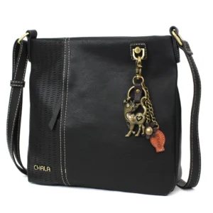 LaserCut Crossbody - Metal Charming Slim Cat - black