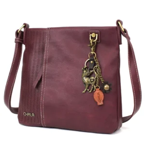 LaserCut Crossbody - Metal Charming Slim Cat - plum