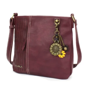 LaserCut Crossbody - Metal Charming Sunflower - plum