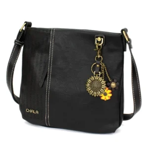 LaserCut Crossbody - Metal Charming Sunflower - black