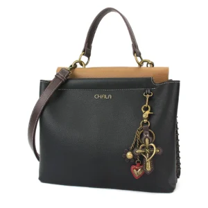 Charming Satchel - Metal Charming Cross - black