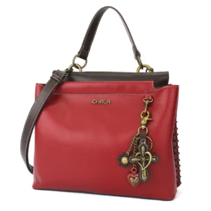 Charming Satchel - Metal Charming Cross - burgundy