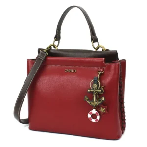 Charming Satchel - Metal Charming Anchor - burgundy