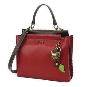 Charming Satchel - Metal Charming Bird - burgundy