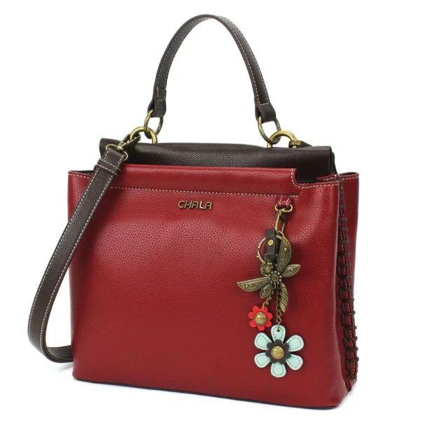 Charming Satchel - Metal Charming Dragonfly - burgundy
