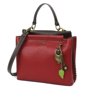 Charming Satchel - Metal Charming Owl - burgundy