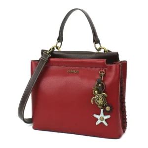 Charming Satchel - Metal Charming Turtle - burgundy