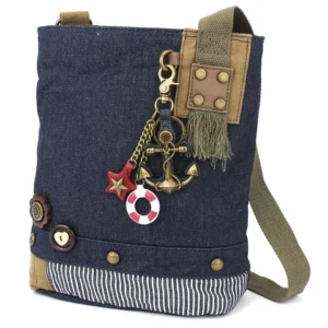 Patch Crossbody - Metal Charming Anchor - denim