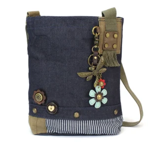 Patch Crossbody - Metal Charming Dragonfly - denim