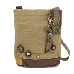 Patch Crossbody - Metal Charming Feather - olive