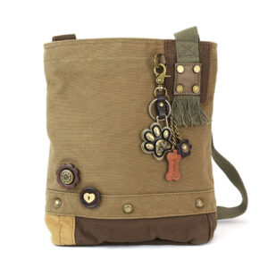 Patch Crossbody - Metal Charming Paw Print - olive