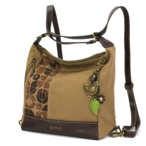 Retro Convertible Purse - Metal Charming Bird - olive