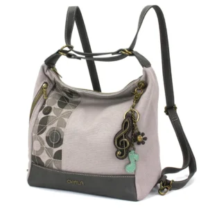 Retro Convertible Purse - Metal Charming Clef - gray