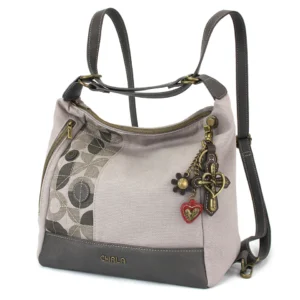 Retro Convertible Purse - Metal Charming Cross - gray