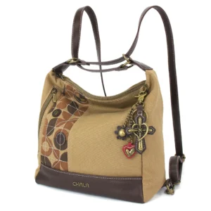 Retro Convertible Purse - Metal Charming Cross - olive