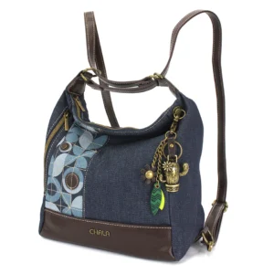 Retro Convertible Purse - Metal Charming Cactus - denim