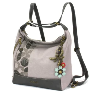 Retro Convertible Purse - Metal Charming Dragonfly - gray